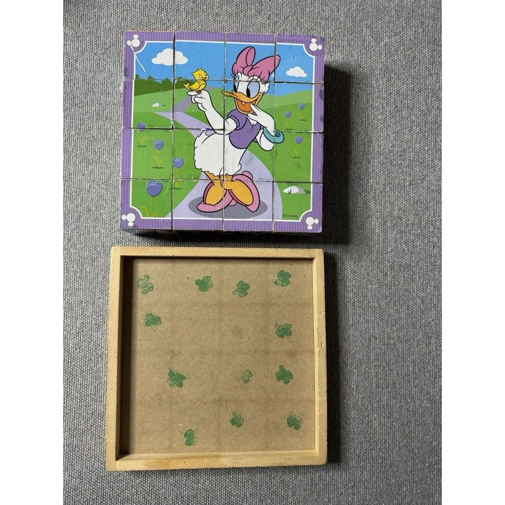Melissa & Doug Disney Mickey Mouse, Wooden Cube 6 in 1 Puzzle Blocks with Tray